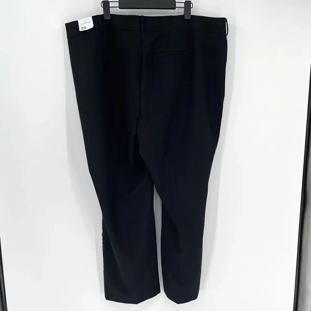 Lane Bryant Signature Fit Sequin Side‎ Tape The Perfect Drape Straight Pant 24